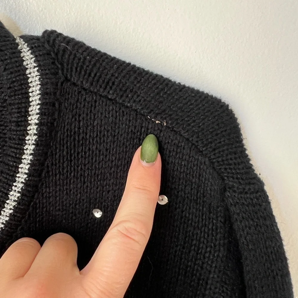 All Points by Reference Points Christmas Beaded Sweater Cardigan